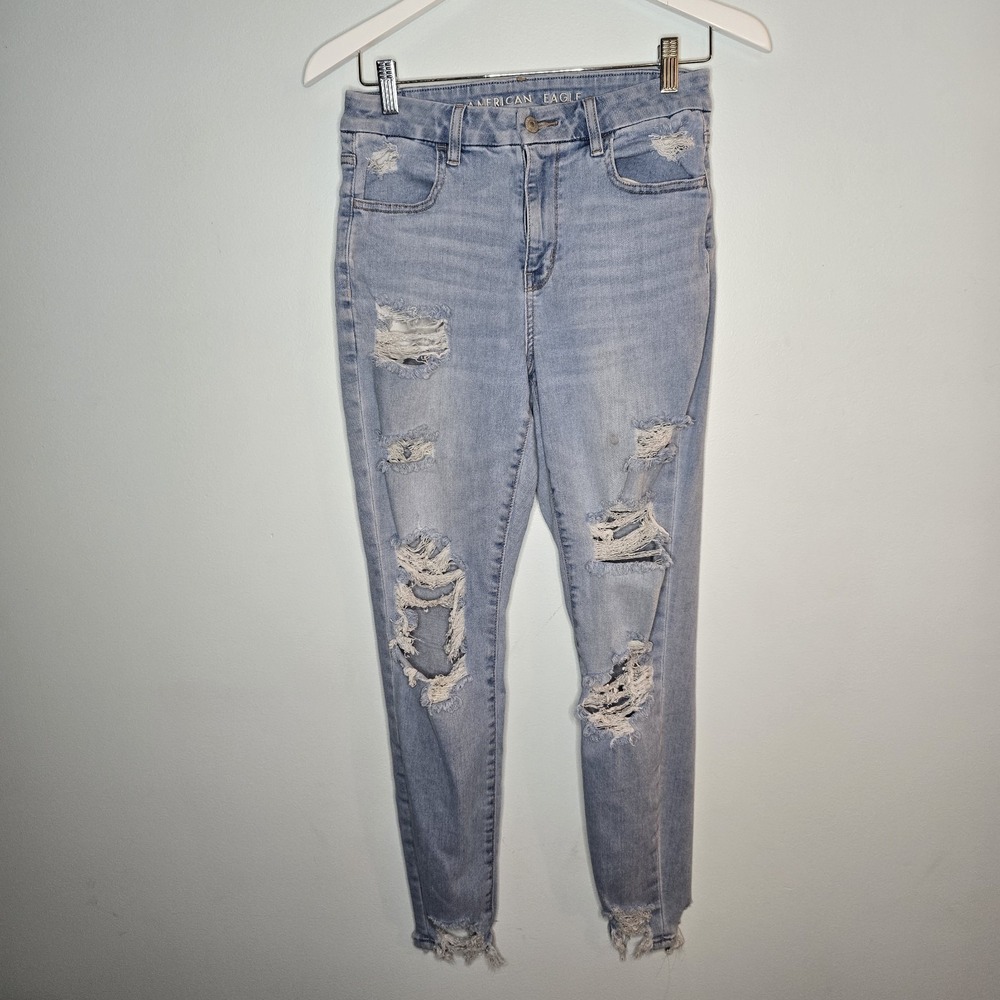 American Eagle Next Level Stretch Jeggings Distressed Skinny Jeans Lightwash...